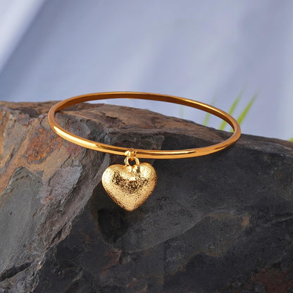 Romantics Day Ideafor Herwomen Wifegirlfriendloverfiancecrush 'S Special One Gram Gold Plated Hanging Heart Banglebracelet.