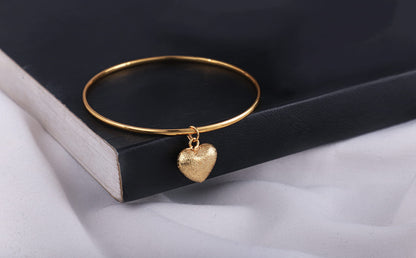 Romantics Day Ideafor Herwomen Wifegirlfriendloverfiancecrush 'S Special One Gram Gold Plated Hanging Heart Banglebracelet.