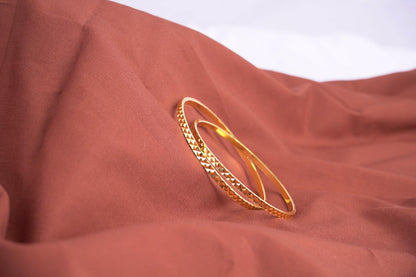One Gram Gold Plated Cut Work Bangle Set & Women (Set Of 2)