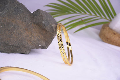 One Gram Gold Plated Cut Work Bangle Set & Women (Set Of 2)