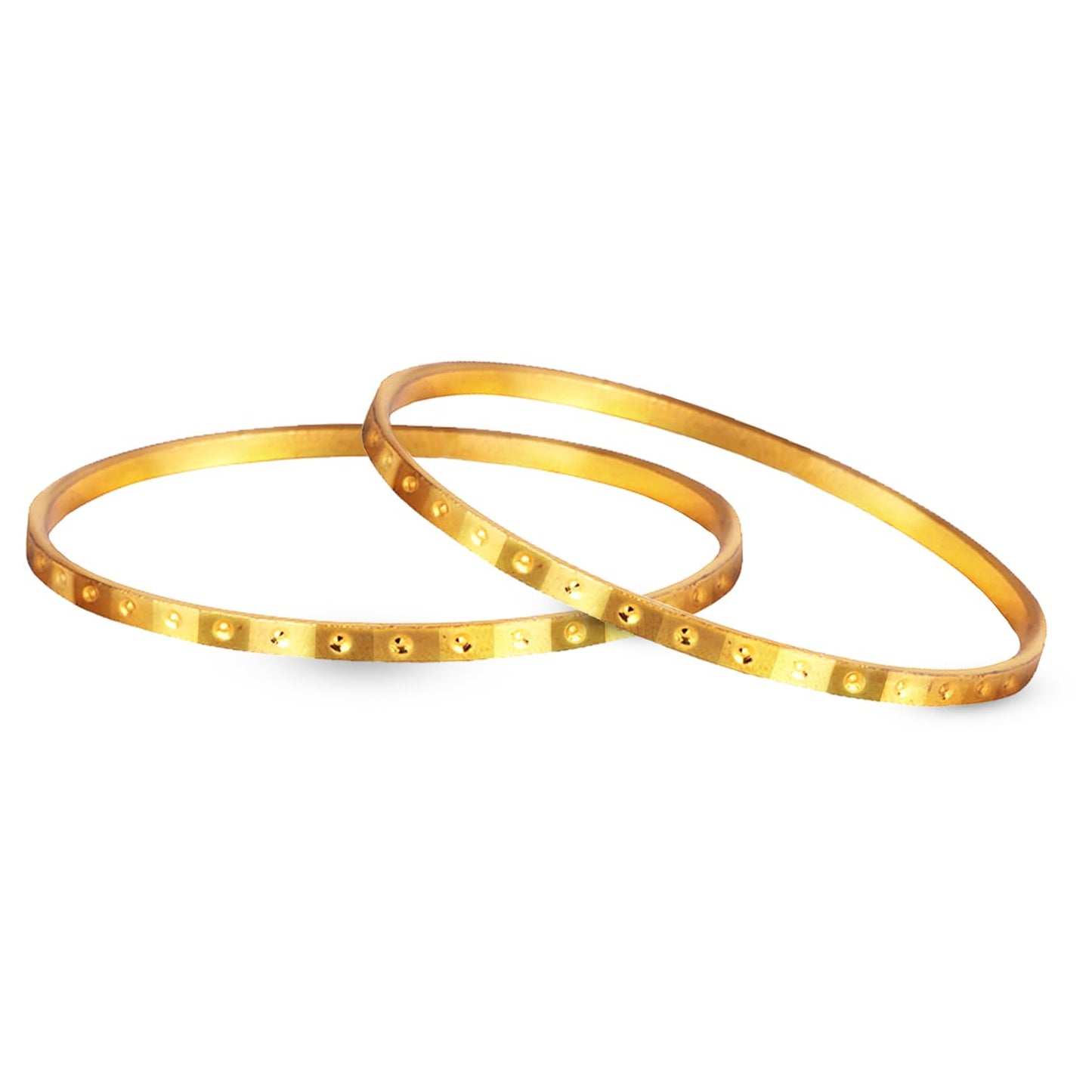 One Gram Gold Plated Cut Work Bangle Set - (Set Of 2)
