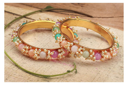 22K Copper With Onyx Bangle (Multicolor)