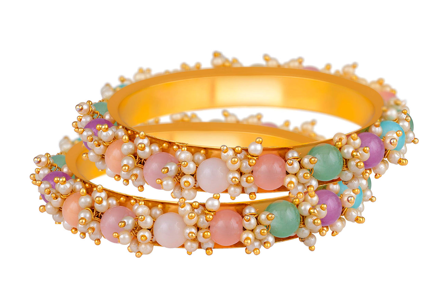22K Copper With Onyx Bangle (Multicolor)