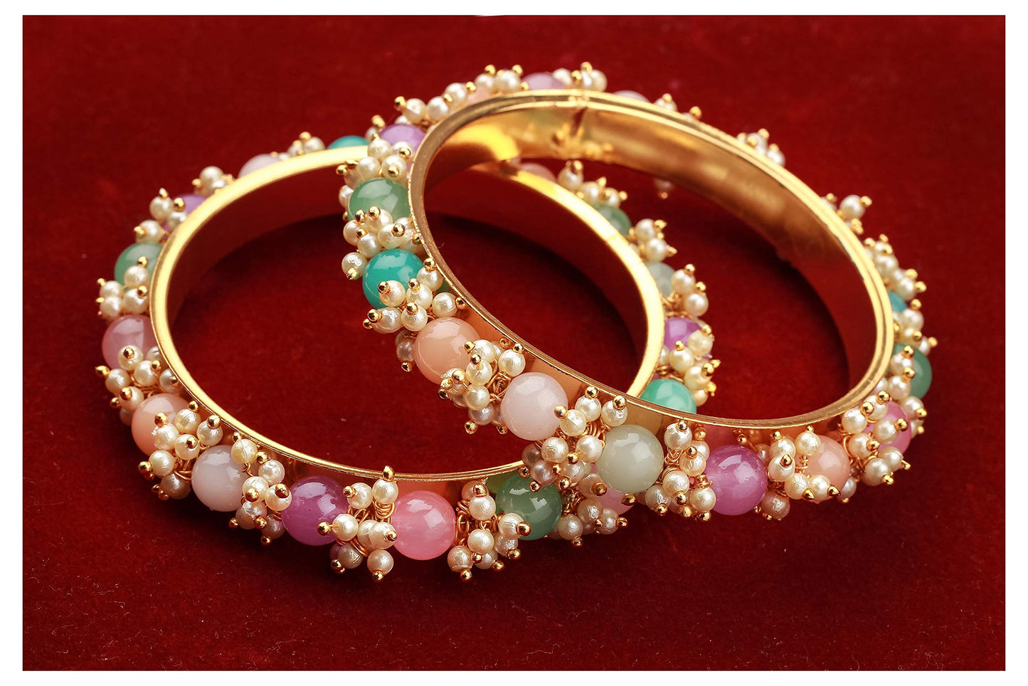 22K Copper With Onyx Bangle (Multicolor)
