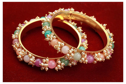22K Copper With Onyx Bangle (Multicolor)