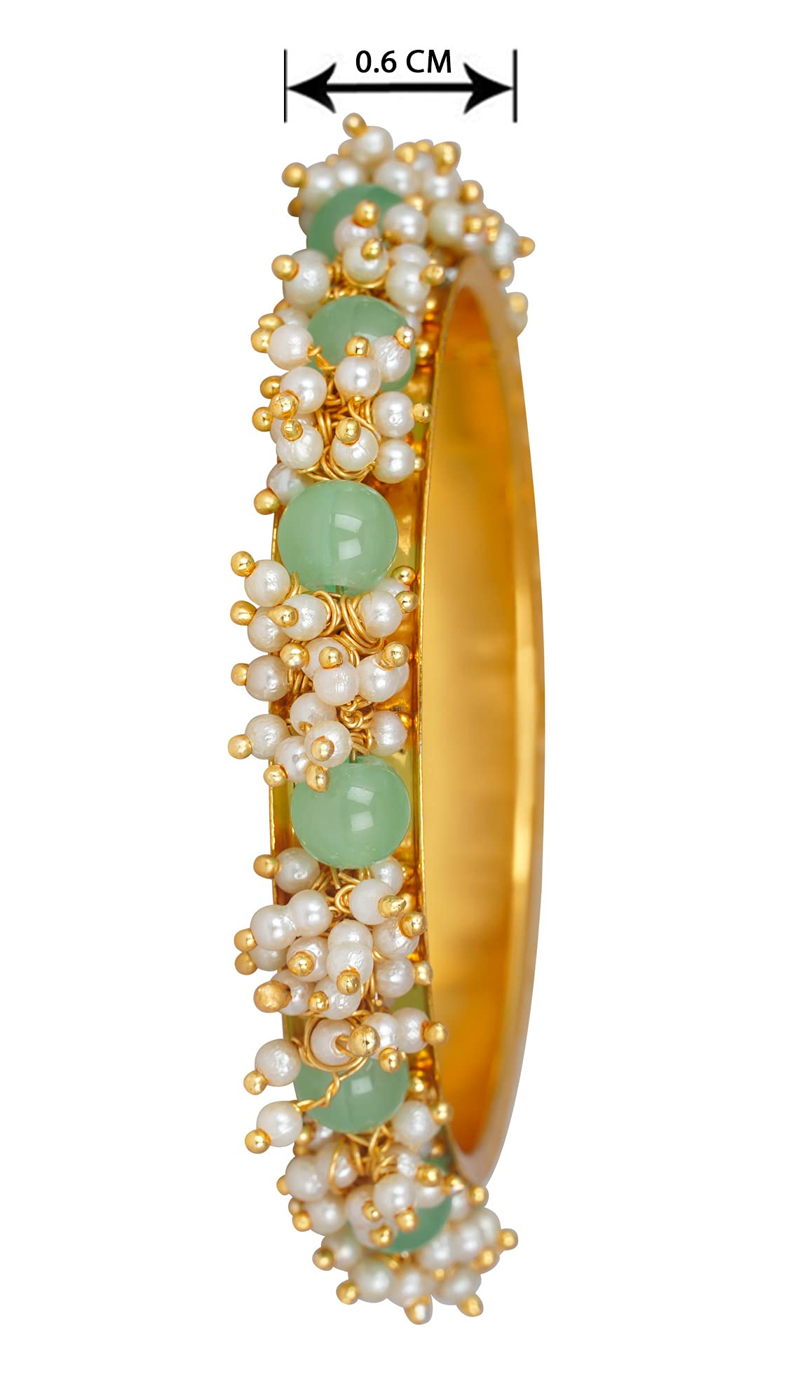 Copper With Pearl Religion Bangle Set (Mint Green).