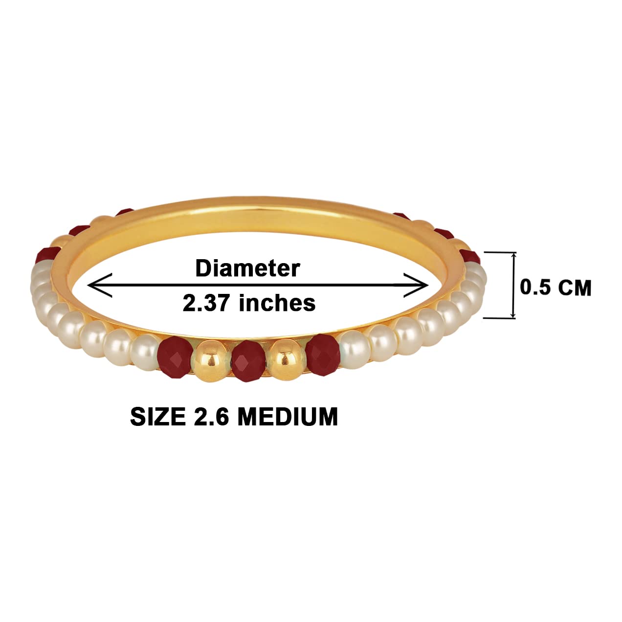 One Gram Gold Plated Pearl Bangles With Crystal & Gold Beads Bangle Set (Maroon)