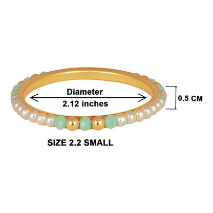 One Gram Gold Plated Pearl Bangles With Crystal & Gold Beads Bangle Set (Mint Green)