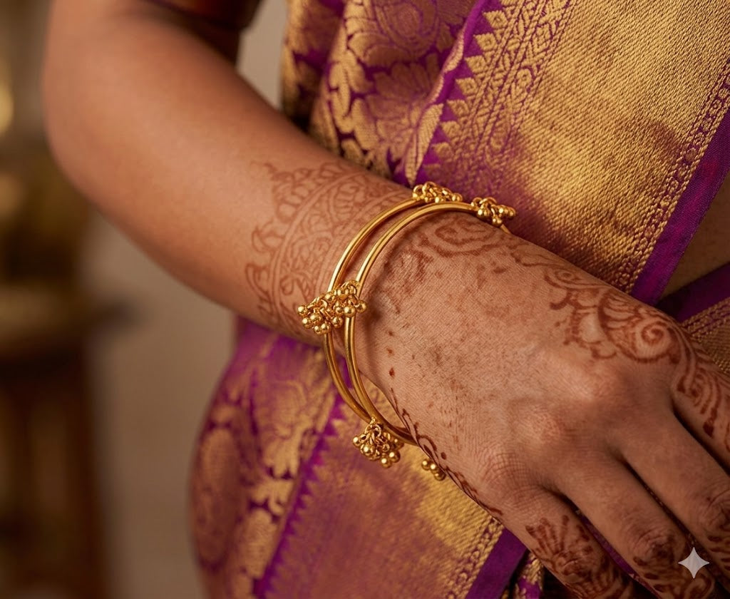 Jwellery For Less Gold Plated Small Ghungaru Set Of 2 Bangle And Women