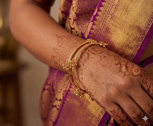 Jwellery For Less Gold Plated Small Ghungaru Set Of 2 Bangle And Women
