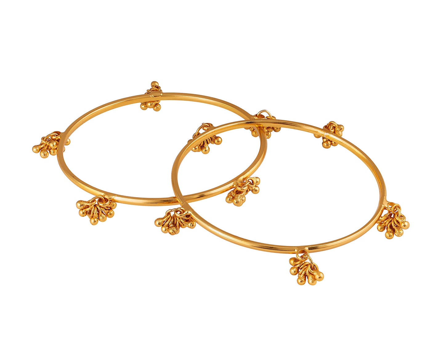 Jwellery For Less Gold Plated Small Ghungaru Set Of 2 Bangle And Women