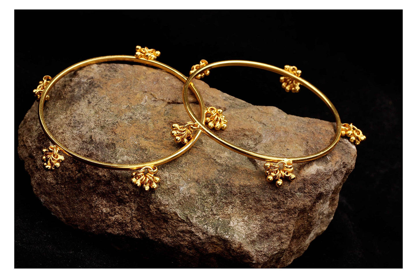Jwellery For Less Gold Plated Small Ghungaru Set Of 2 Bangle And Women