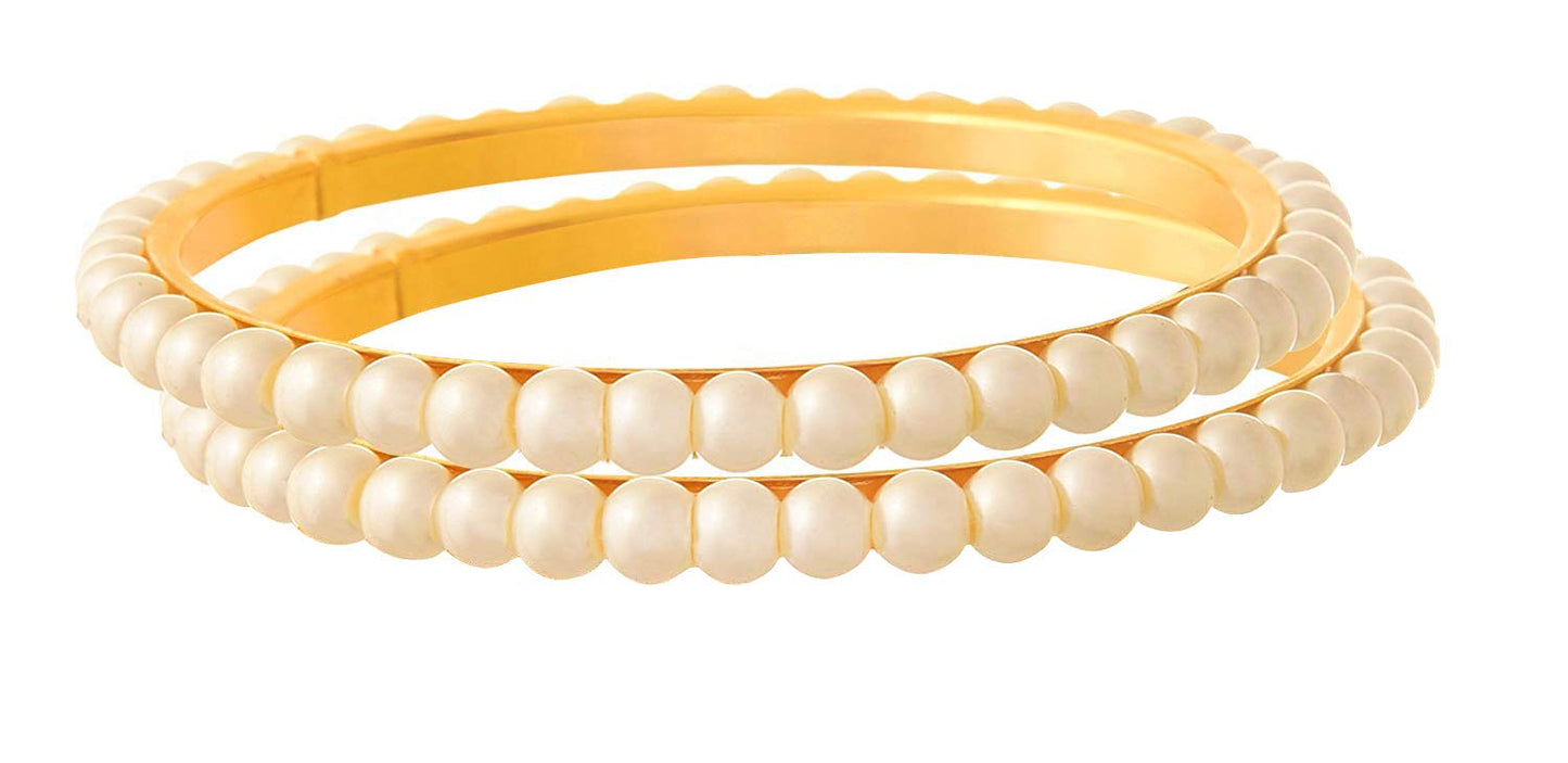 1 G Golden Gold Plated Pearl Bangle Set