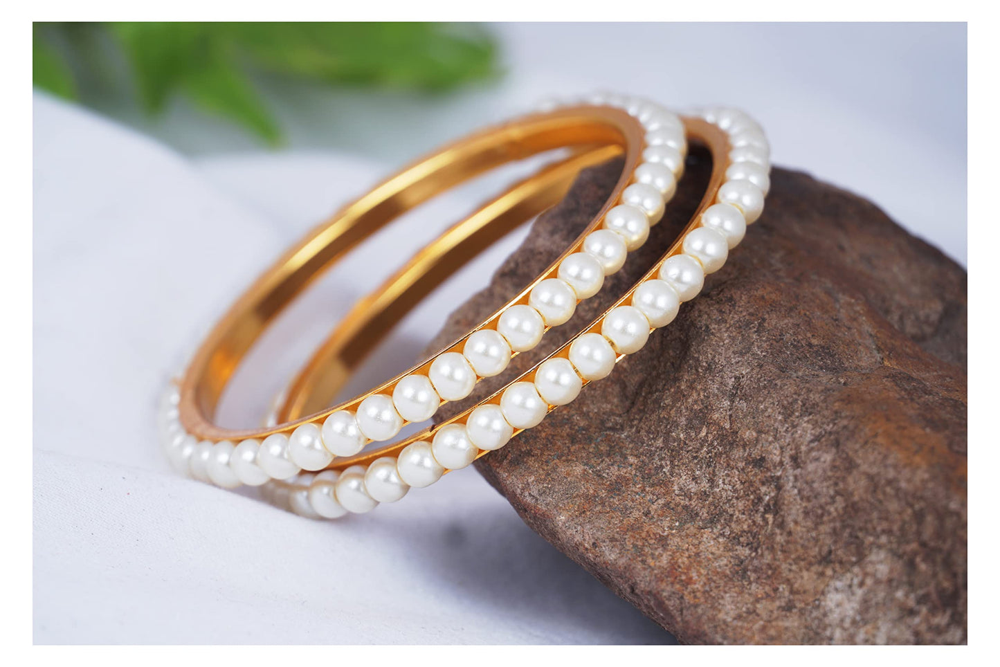 1 G Golden Gold Plated Pearl Bangle Set