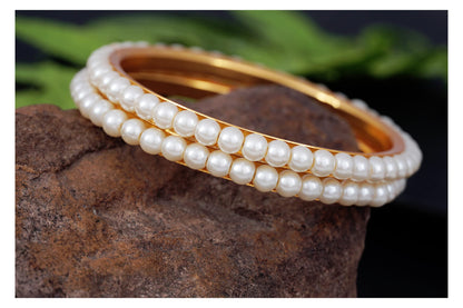 1 G Golden Gold Plated Pearl Bangle Set