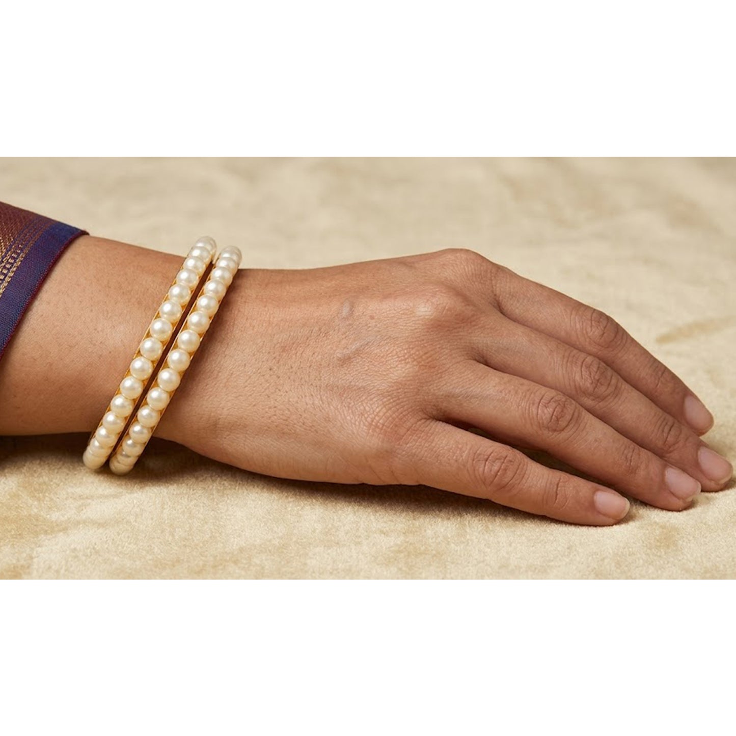 1 G Golden Gold Plated Pearl Bangle Set