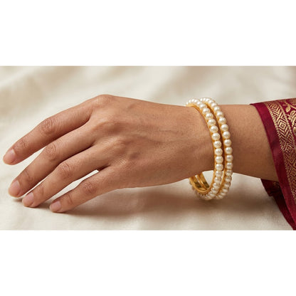 1 G Golden Gold Plated Pearl Bangle Set