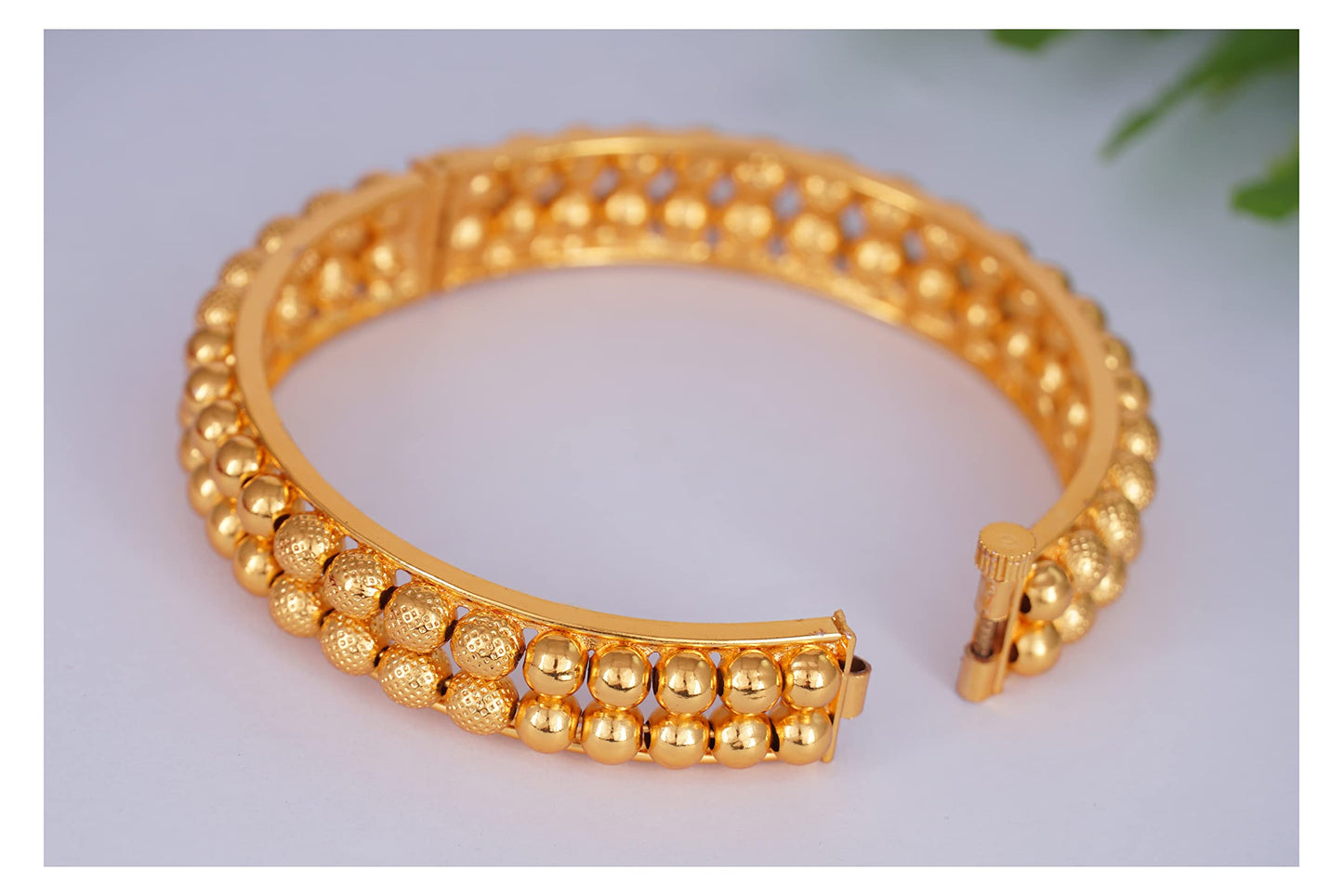 One Gram Micro Gold Plated Golden Beads Openable Kada Temple (24)