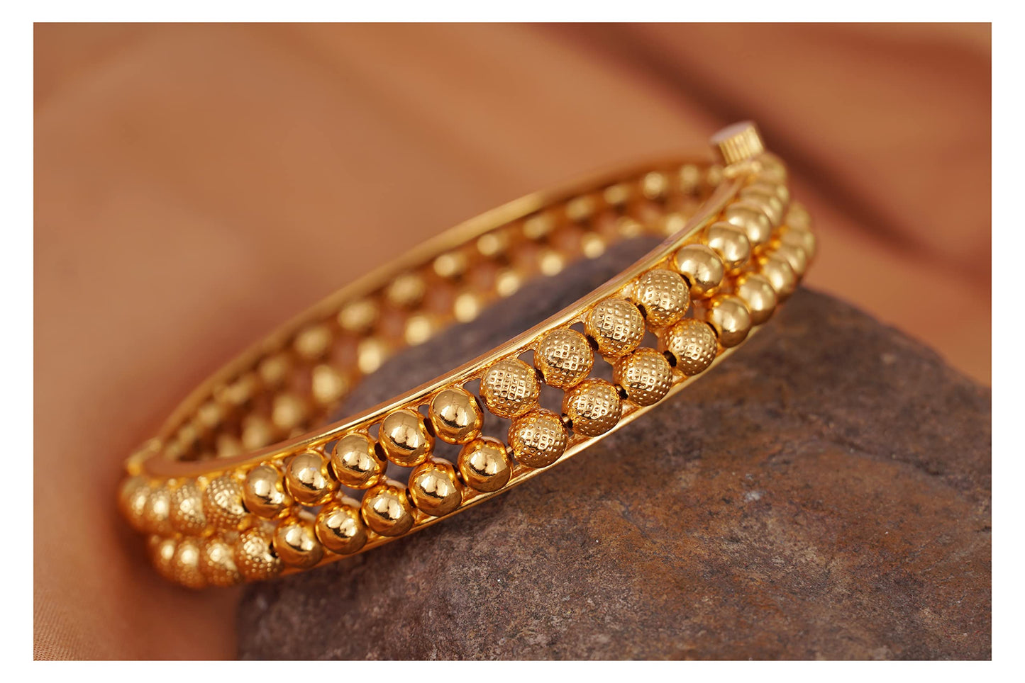 One Gram Micro Gold Plated Golden Beads Openable Kada Temple (24)