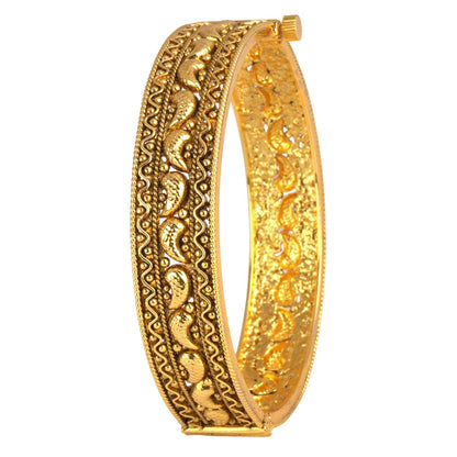 One Gram Micro Gold Plated Mango Kairi Design Antique Openable Temple Kada (2.8)