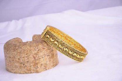 One Gram Micro Gold Plated Mango Kairi Design Antique Openable Temple Kada (2.8)