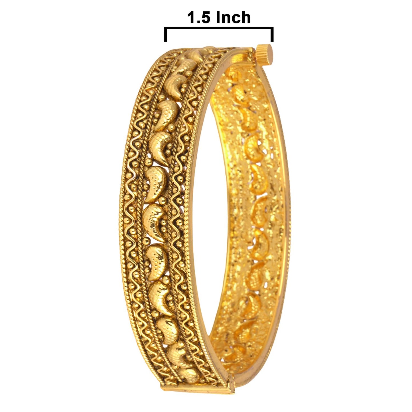 One Gram Micro Gold Plated Mango Kairi Design Antique Openable Temple Kada (2.8)