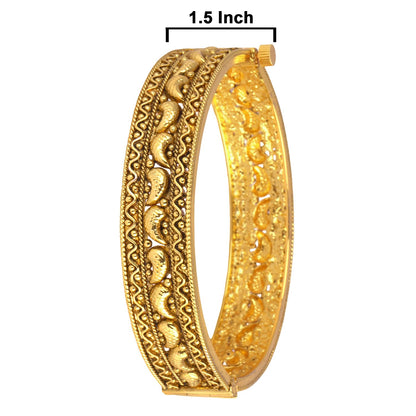 One Gram Micro Gold Plated Mango Kairi Design Antique Openable Temple Kada (2.8)