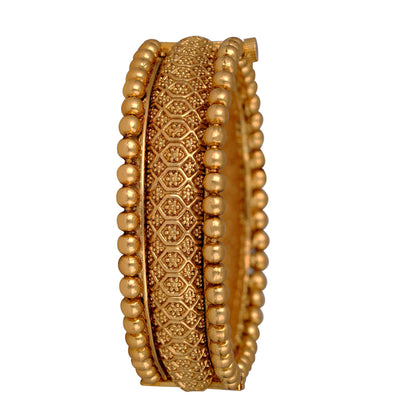 One Gram Gold Plated Floral Design Openable Kada