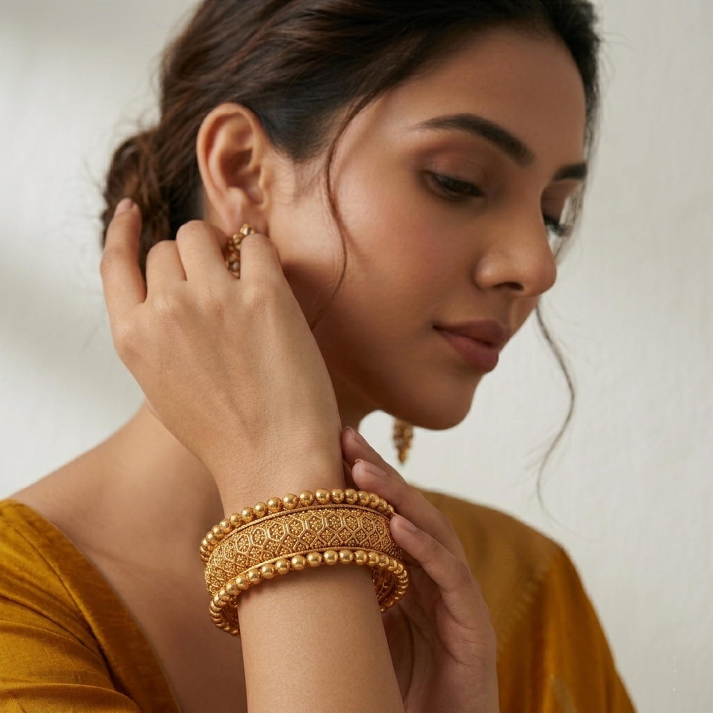 One Gram Gold Plated Floral Design Openable Kada