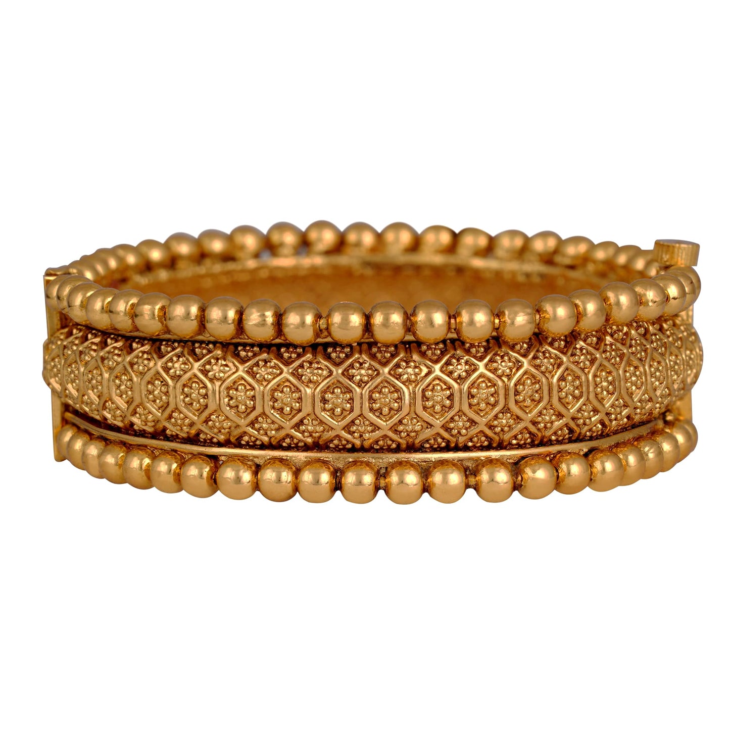 One Gram Gold Plated Floral Design Openable Kada