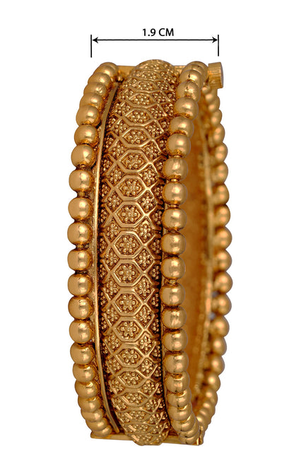 One Gram Gold Plated Floral Design Openable Kada