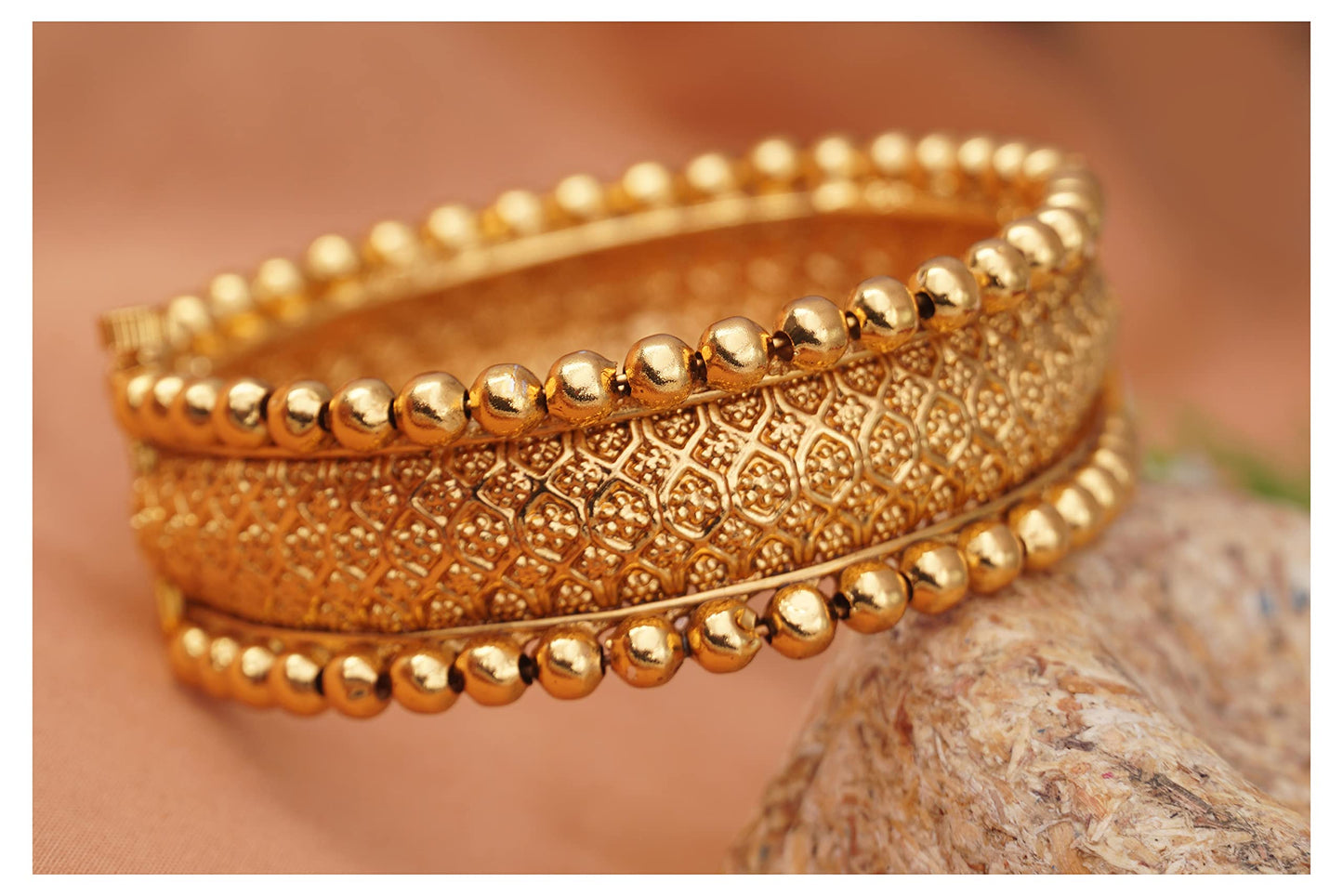 One Gram Gold Plated Floral Design Openable Kada
