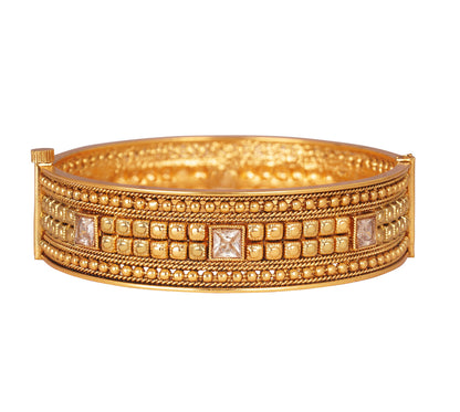 Gold Plated Lcd Stone Studded Antique Finish Screw Closure Exclusive Kada . (Lcd- 2.6)