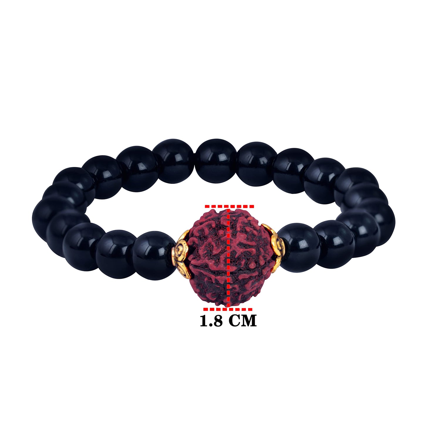 Black Onyx Stone With Panch Mukhi Rudraksha Stretchable Bracelet For Men And Boys.
