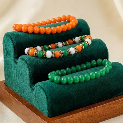 Tiranga/Tricolour/National Flag Stretchable Handmade Bracelets For Independence Day/Republic Day .