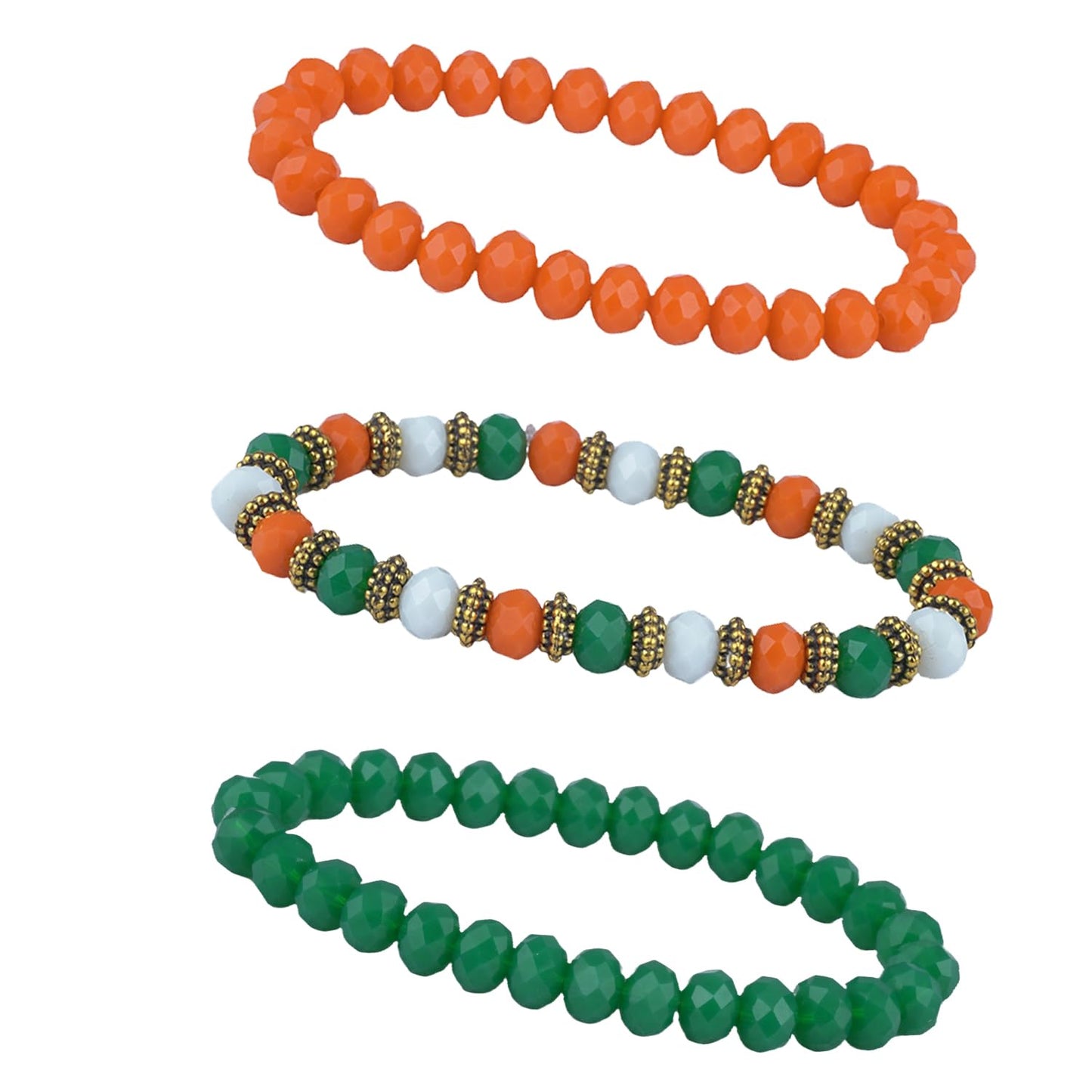 Tiranga/Tricolour/National Flag Stretchable Handmade Bracelets For Independence Day/Republic Day .