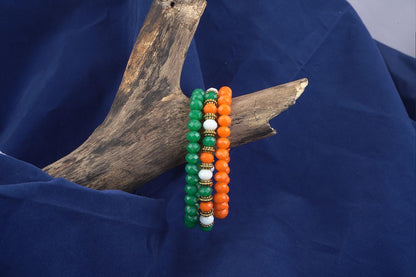 Tiranga/Tricolour/National Flag Stretchable Handmade Bracelets For Independence Day/Republic Day .