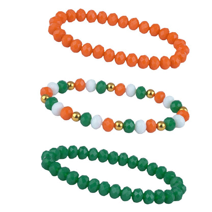 Combo Of Tiranga/Tricolour/National Flag 3 Stretchable Bracelets For Independence Day/Republic Day