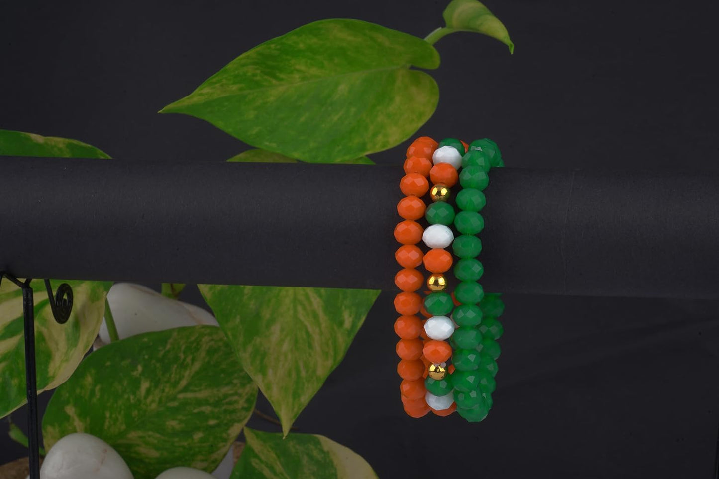 Combo Of Tiranga/Tricolour/National Flag 3 Stretchable Bracelets For Independence Day/Republic Day