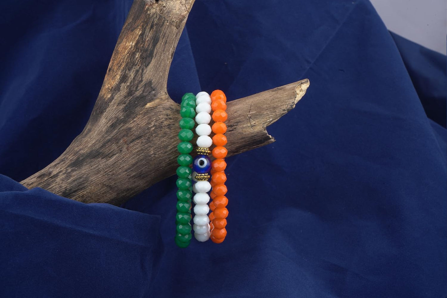 Combo Of Tiranga/Tricolour/National Flag 3 Stretchable Bracelets For Independence Day/Republic Day