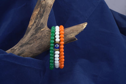 Combo Of Tiranga/Tricolour/National Flag 3 Stretchable Bracelets For Independence Day/Republic Day