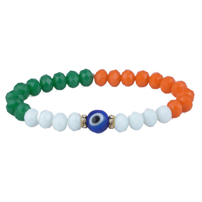 Tri-Color Stretchable Bracelet – Handmade Patriotic India Flag Design