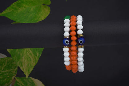 Tri-Color Stretchable Bracelet – Handmade Patriotic India Flag Design