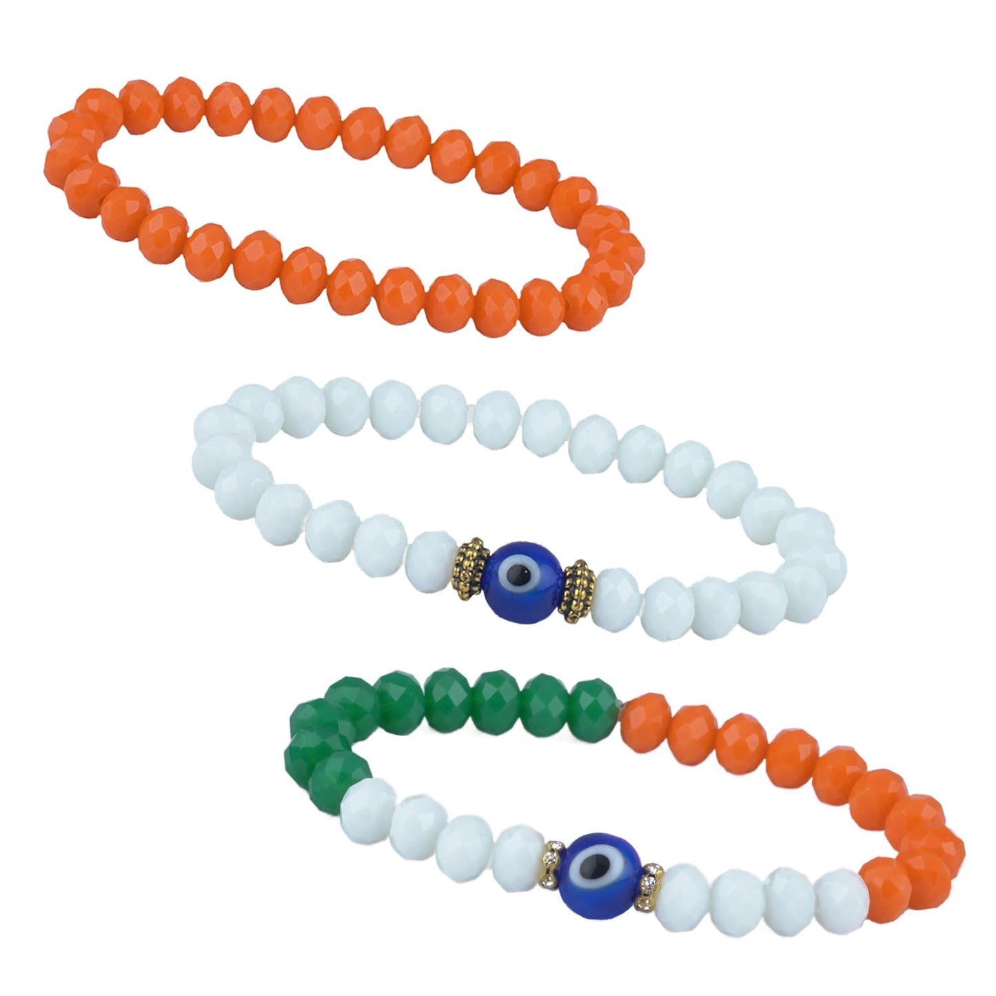 Tri-Color Stretchable Bracelet – Handmade Patriotic India Flag Design