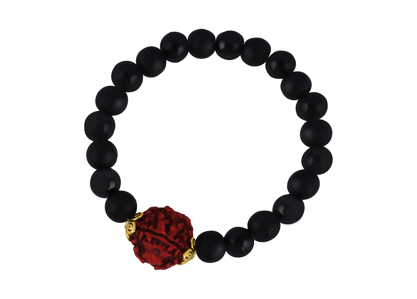 Matte & Glossy Black Onyx & Rudraksha Bracelet – Protective Men’s Set