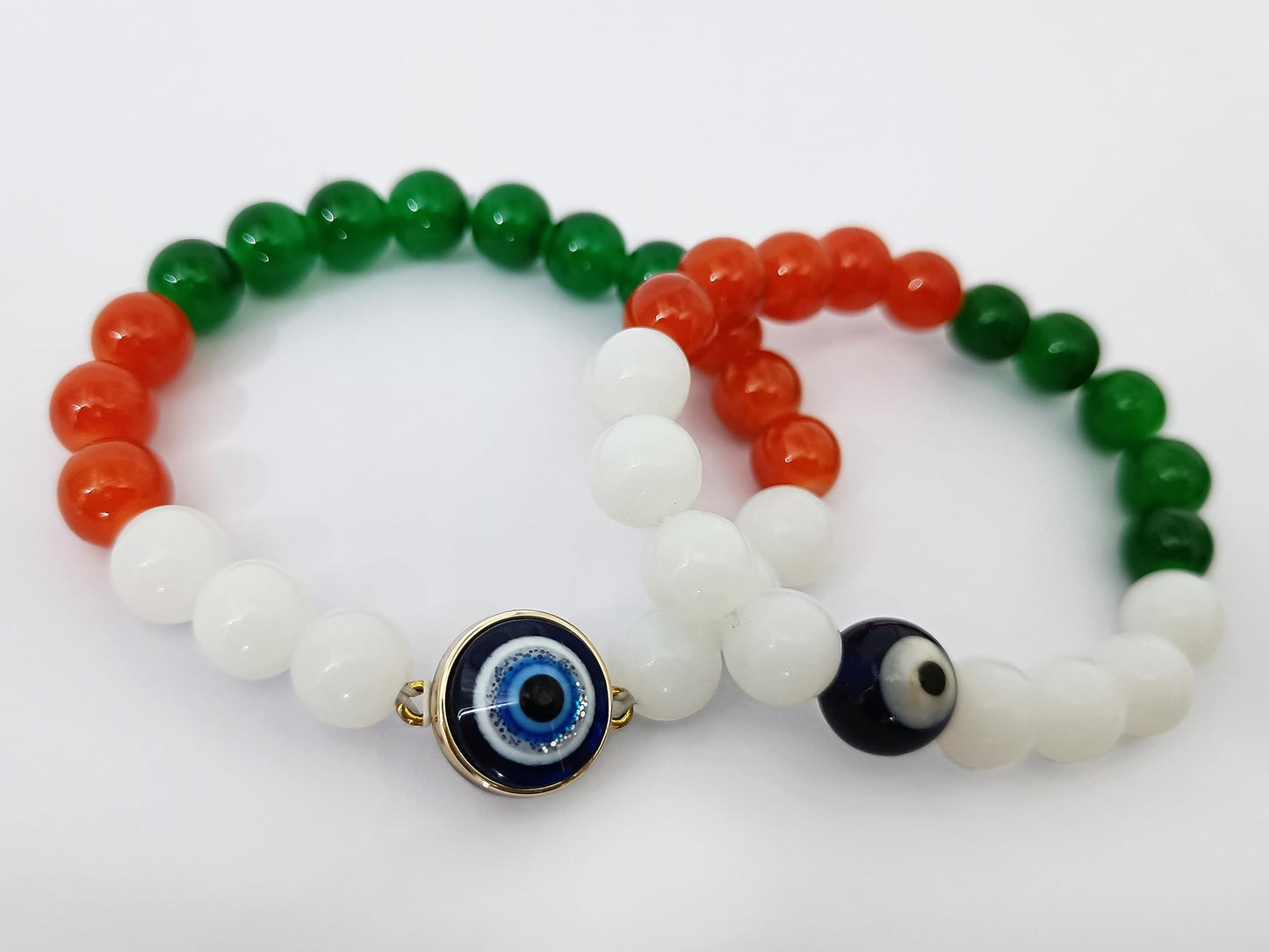 Tri-Color Stretchable Bracelet Set – Handmade Independence/Republic Day Combo