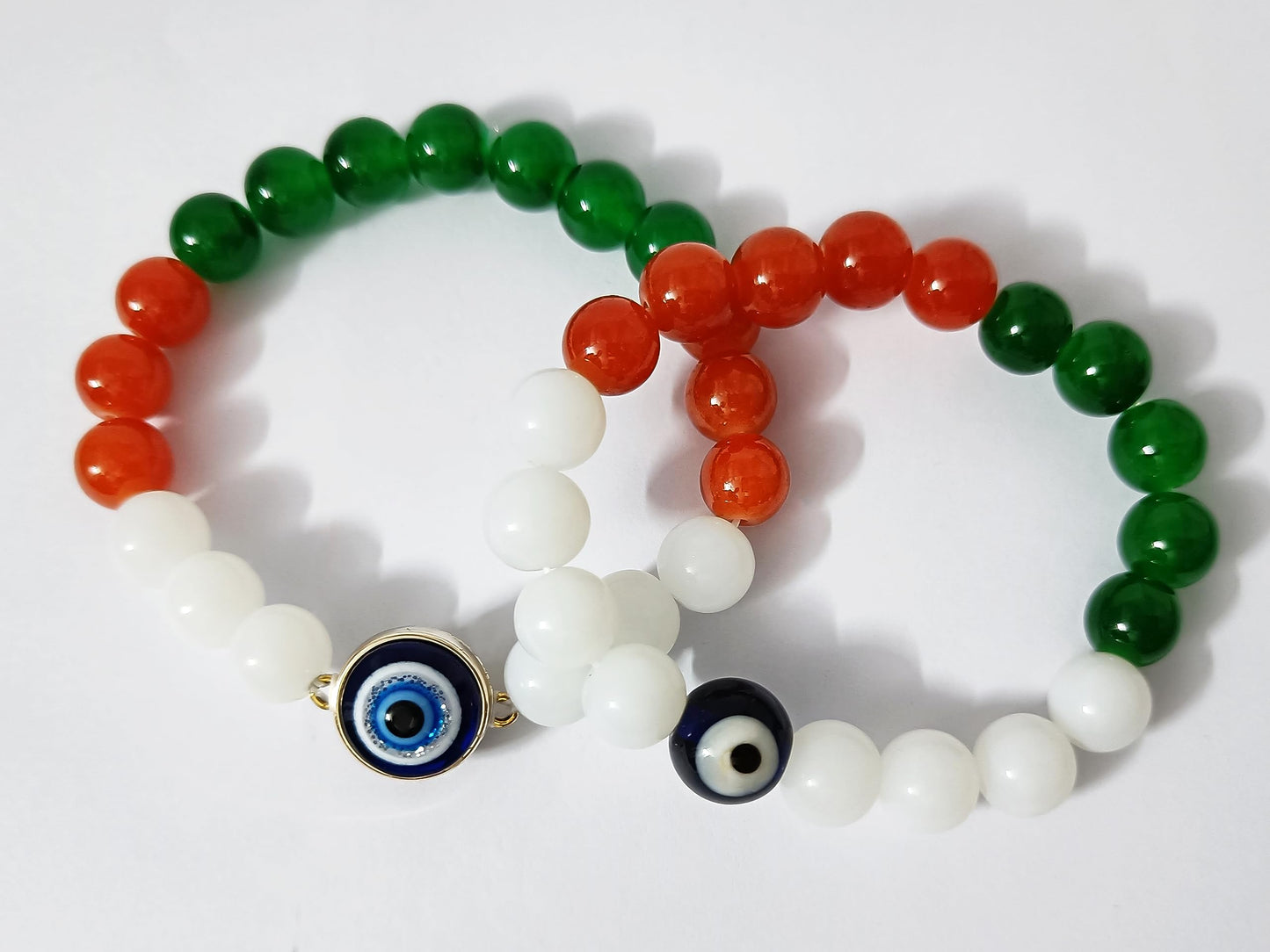 Tri-Color Stretchable Bracelet Set – Handmade Independence/Republic Day Combo