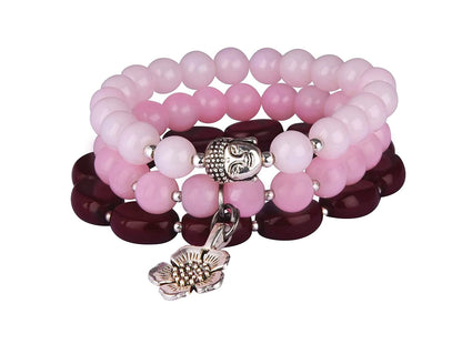 Premium Pink Onyx Healing Bracelet – Spiritual Buddha Charm Yoga Jewelry