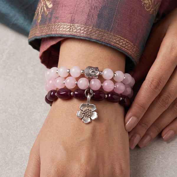 Premium Pink Onyx Healing Bracelet – Spiritual Buddha Charm Yoga Jewelry