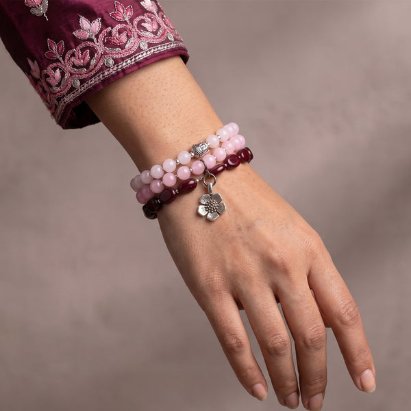 Premium Pink Onyx Healing Bracelet – Spiritual Buddha Charm Yoga Jewelry